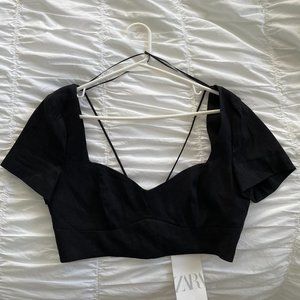 Zara Linen Blend Crop Top